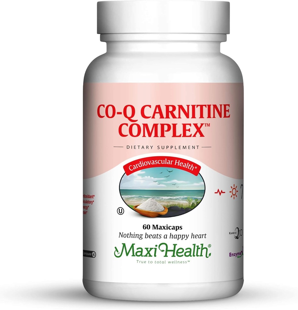 Maxi Health Coq Carnitine Complex - Coenzyme Q10 et L-Carnitine - Santé cardiovasculaire - 60 Capsules - Kosher (CAR)