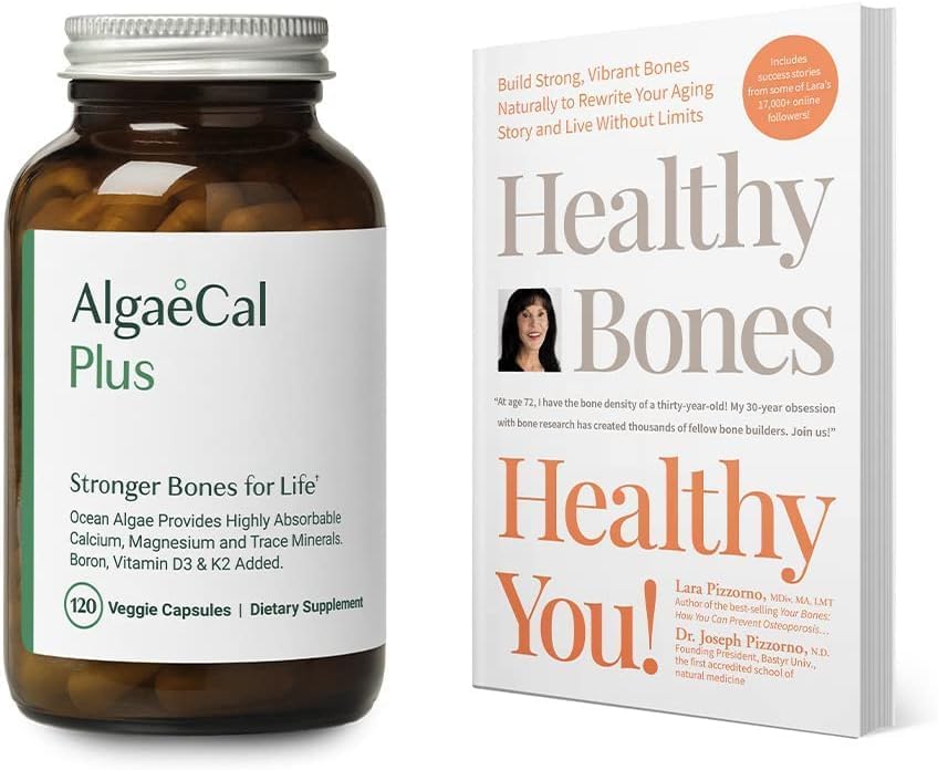 ALGAECAL bundel calciumsupplement voor vrouwen en mannen vitamine D3 & K2, Magnesium en boek van Lara Pizzorno gezonde botten gezonde u, om bot gezondheid te verhogen, 1-maand levering