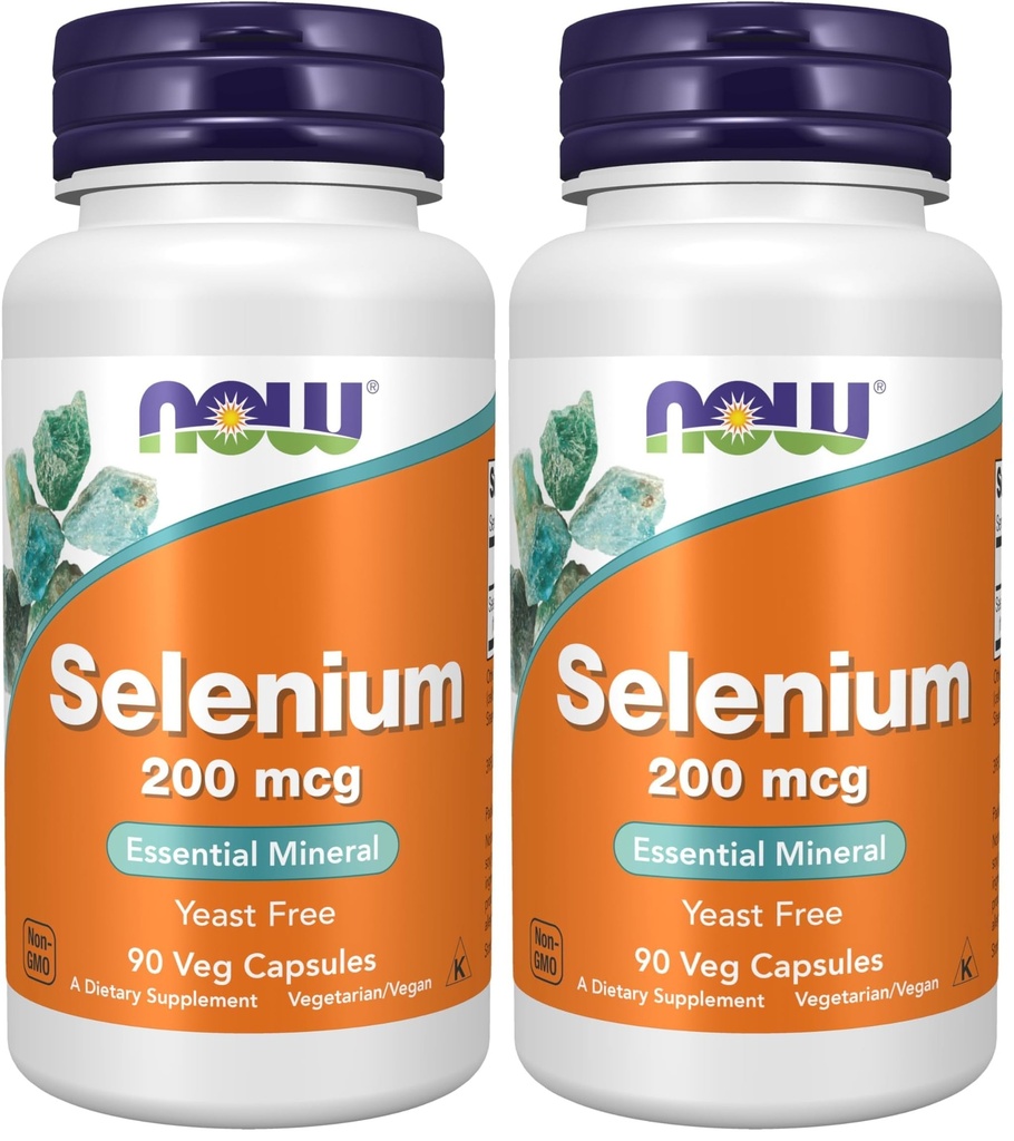 NOW Supplementen, Selenium (L-Selenomethionine) 200 mcg, Essentiële Minerale*, 90 Veg Capsules (verpakking van 2)