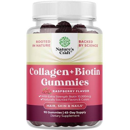 Hair Skin and Nails Gummies for Women - Extra Strength Biotin and Collagen Gummies for Women Hair Skin Nails Support - Non-GMO Kosher Marine Collageen Biotin 10000mcg per portie (45 dagen)