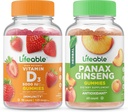 Levensvatbare vitamine D 5000 IE + Panax Ginseng, Gummies Bundle - Grote Proeverij, Vitaminesupplement, Glutenvrij, GGO-vrij, Kauwgom