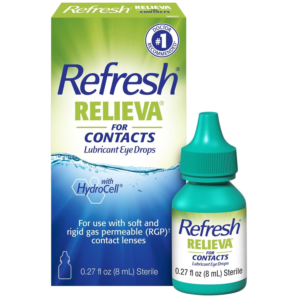 REFRESH RELIEVA FOR CONTACTS Lubricant Eye Drops Artificial Tears Contact Lens Rewetter, 0.27 fl oz (8 mL)