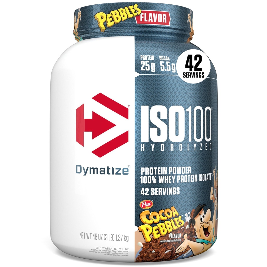 Dymatize x Cocoa Pebbles ISO100 Wei Proteïne Poeder Isolaat, 25g Proteïne, 5.5g BCAA's, 120 Cal., Glutenvrij, 1g Vet, 1g Suiker, 2g Carb (42 Servers)