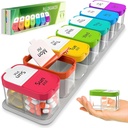 Très grand organisateur hebdomadaire de pilule - XL Vitamine Holder avec 7 compartiments de PM amovibles - Distributeur de médicaments portables pour la maison et le voyage, grand contenant de supplément pour usage hebdomadaire ou quotidien, Rainbow