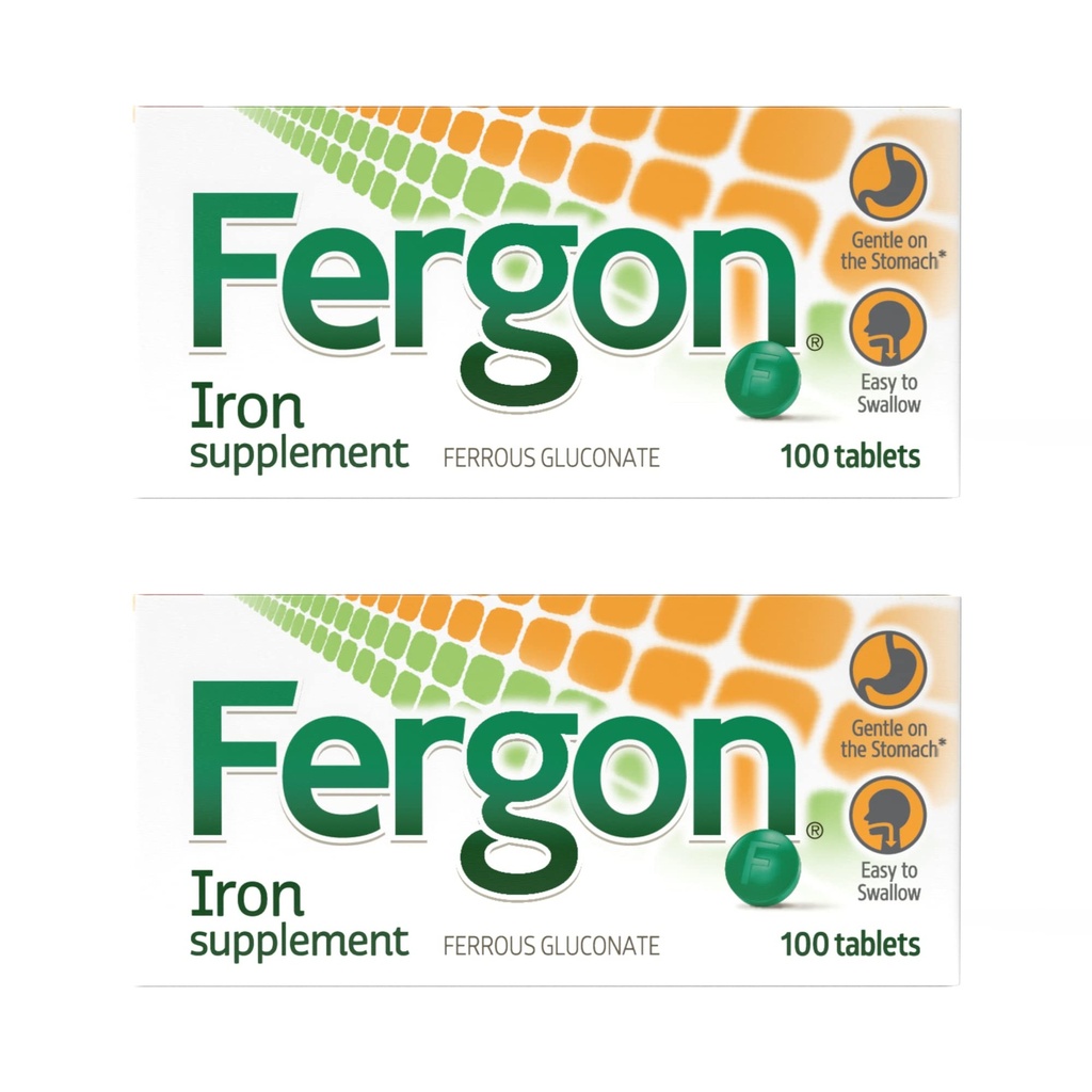 Fergon High Potency Iron Supplement Tablets, 100 Telling, Verpakking van 2
