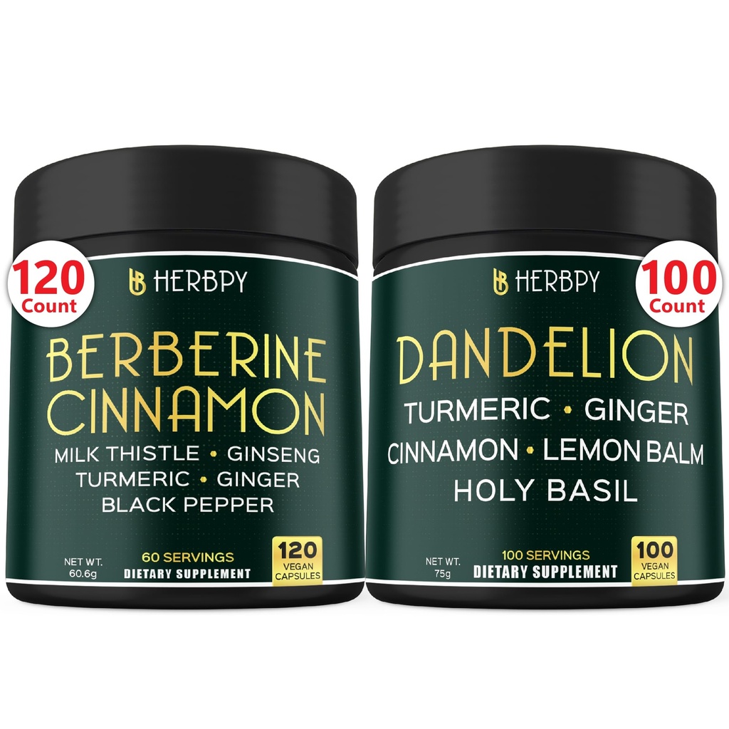 Bundel 7in1 Berberine HCl & 6in1 Dandelion Supplement - Ondersteuning Immune, spijsvertering en hartgezondheid