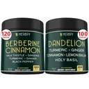 Ensemble 7in1 Berberine HCl & 6in1 Supplément Dandelion - Soutien immunitaire, digestion et santé cardiaque