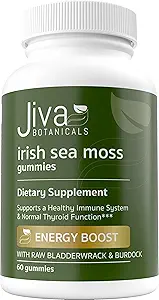 Jiva Botanicals - Irish Sea Moss Gummies with Bladderwrack & Burdock Root 3000mg - Immune System Support for Adults - 60 Count