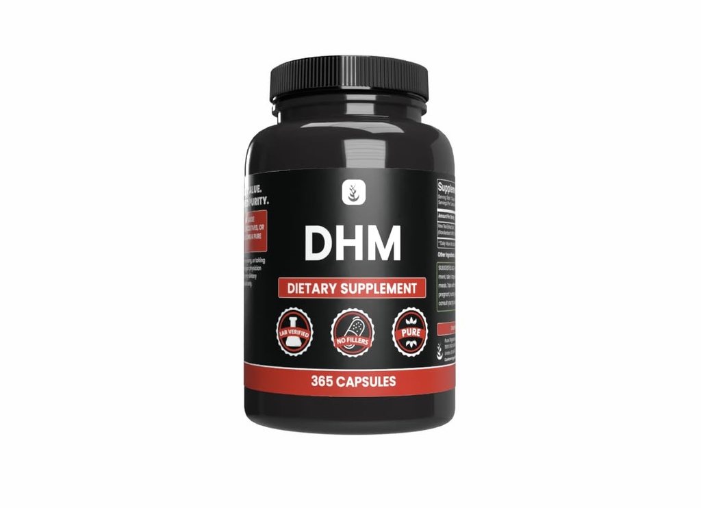 PURE ORIGINEEL INGREDIËNTEN DHM, (365 capsules) Geen Magnesium of rijstvullers, altijd zuiver, lab geverifieerd