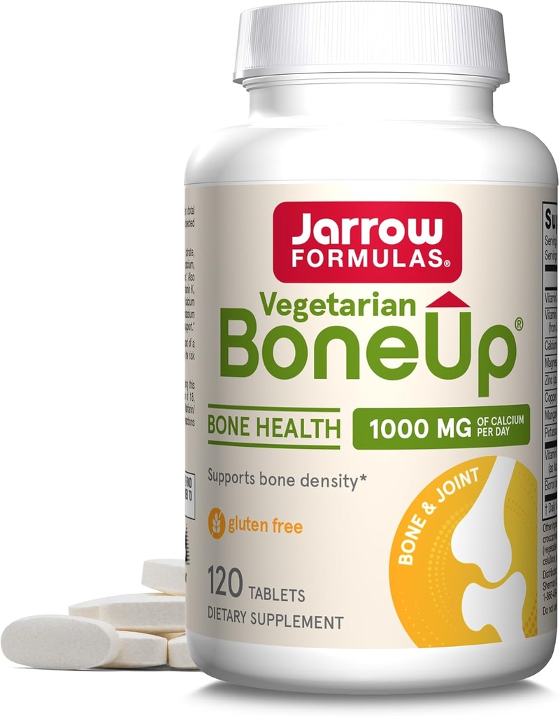 Jarrow Formulas BoneUp Vegetarian - 120 tabletten - Vegetarisch/Veganistisch supplement voor botgezondheid Veganistisch - Vriendelijke bronnen van vitamine D3, vitamine K2 (als MK-7) & Calcium - 60 porties