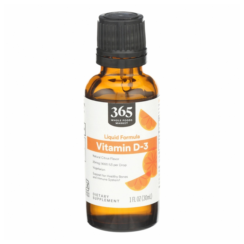 365 par marché des aliments entiers, vitamine D-3 Arôme d'agrumes liquides 1000UI, 1 OZ