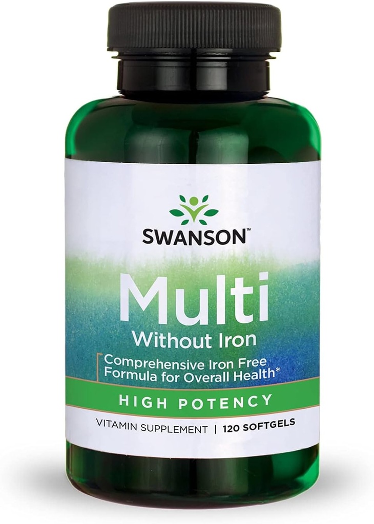 Swanson Multi Without Iron Multivitamine Health Supplement Iron-Free Formula 120 Softgels Sgels
