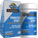 Jardin de la vie Dr Probiotiques de Sport Formulé Supplément digestif, Prébiotiques organiques pour les athlètes femmes et hommes, Curcumine curcumine curcumaire cliniquement étudié, 50 Million CFU, Gut Health, Acidophilus, 30ct