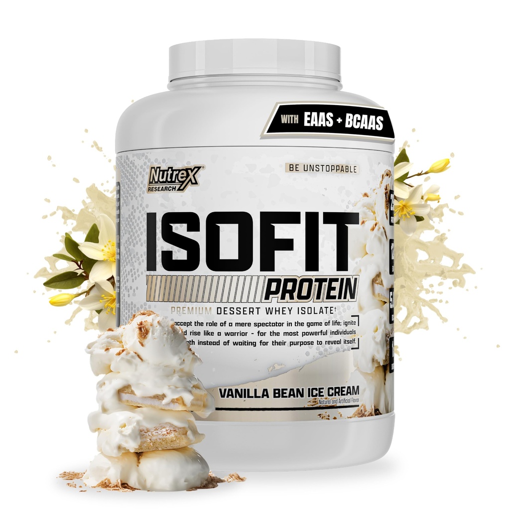 Nutrex Research IsoFit Whey Protein Powder Instantized 100% Wei Protein Isolaat (70 Servers, Vanilla Bean Ice Cream)
