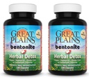 Yerba Prima Great Plains Bentonite Clay Caps Plus Herbal Detox (verpakking van 2) - Food Grade - Lever & Colon Cleanse Supplement Capsules