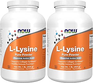 NOW Supplements, L-Lysine (L-Lysine Hydrochloride) Powder, Supports Collagen Synthesis*, Amino Acid, 1-Pound (Pack of 2)