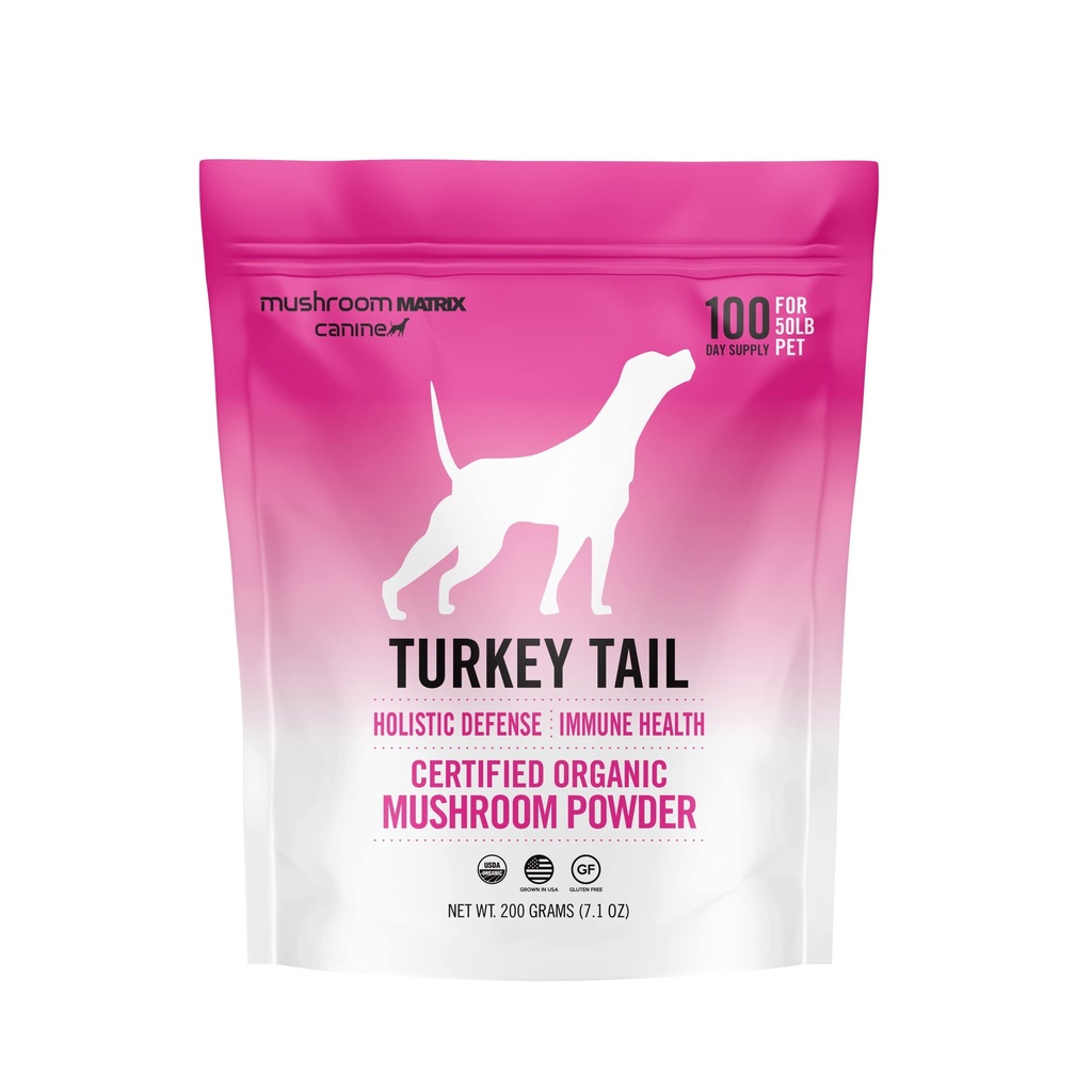 Om Paddestoel Matrix Turkije Staart Paddestoel Pet Supplement Powder, Biedt Immunity Support & Holistic Defense voor Honden & Katten, 200 Gram, 7,1 oz