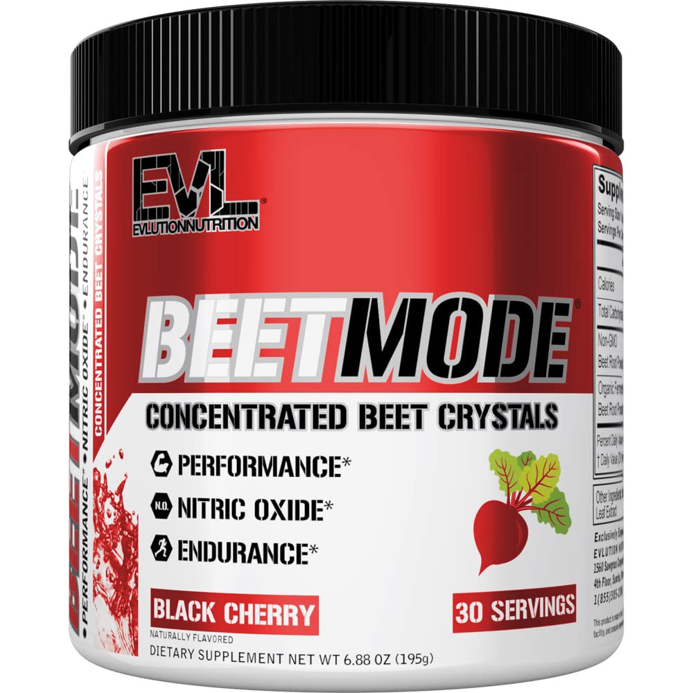 Evlutie Voeding BeetMode - Beetwortelpoeder - Nitrikoxide Booster - Black Cherry Flavor - Pre of post-workout supplement voor verbeterde energie en prestaties - Vegan & Glutenvrij - 30 porties