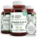 Natuurlijke Nutra Vitamine A en D, Ondersteunt Bone Health & Enhance Eye Health, Promoot Sterke Tanden, Verbetert vitaliteit, Bron van kabeljauw Leverolie, Ondersteunt totale gezondheid, 10000IE/400IE, 100 Softgels