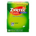 Zyrtec 24 Hour Allergy Relief Tablets, Individually Wrapped Indoor and Outdoor Allergy Medicine with 10 mg Cetirizine HCl per Antihistamine Tablet, 1 Tablet Per Pack, 50 ct Dispensit Pack