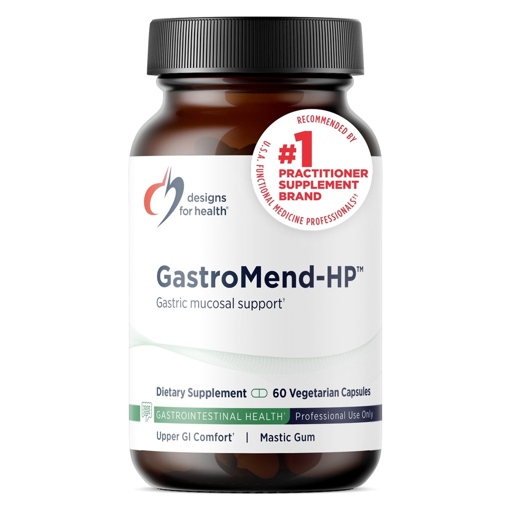 Designs for Health GastroMend HP - Mastic Gum, Zink, L-Carnosine, Deglycyrrizinated Licorice Gut Health Supplements - May Support Gastric Health, Occasional Bloating or Upset Mtomach (60 Capsules)