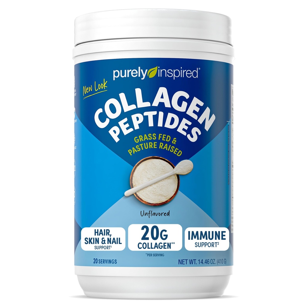 Puur geïnspireerd Collageen Poeder, ongearomatiseerd (20 porties) - 20 g Collageen Peptides Proteïne Poeder voor vrouwen en mannen - Gras-Fed & Pasture Raised - Gluten-Free, Paleo & Keto-Friendly Collageen Drink