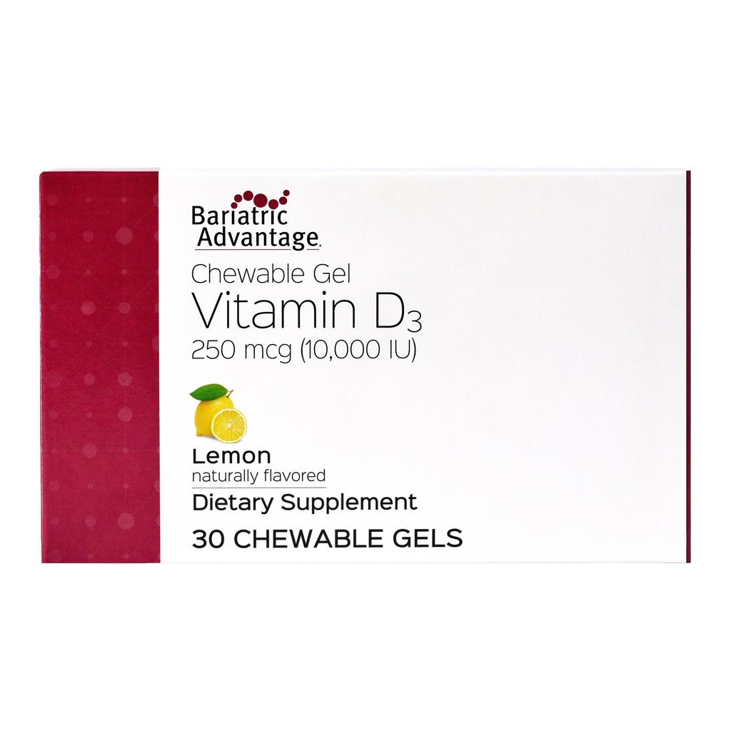 Bariatrische Voordeel Vitamine D Gels 10.000 IE - Vitamine D3 Kauwbare Gels - Bone Health Support* - voor Bariatrische Patiënten - Goede Smaak Vitaminen - Gemakkelijk te gebruiken - 30 Tel.
