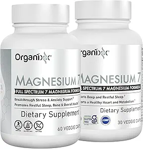 Organixx Magnesium Glycinate Supplement voor Ondersteuning Slaap, Spier & Hart Gezondheid, 7 Type Magnesium Complex met Vitamine B6, Mangaan citraat, Glutenvrij, Veganistisch, Niet GGO, Hoge Absorptie, 90 Capsules