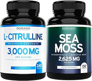 L Citrulline Supplement (240 Count) Ondersteuning L Arginine & Nitric Oxid Pills - Irish Sea Moss Capsules (150 Count) Raw Seamos for Thyroid, Energy & Immune Support - 3rd Party Tested, Vegan & USA Made