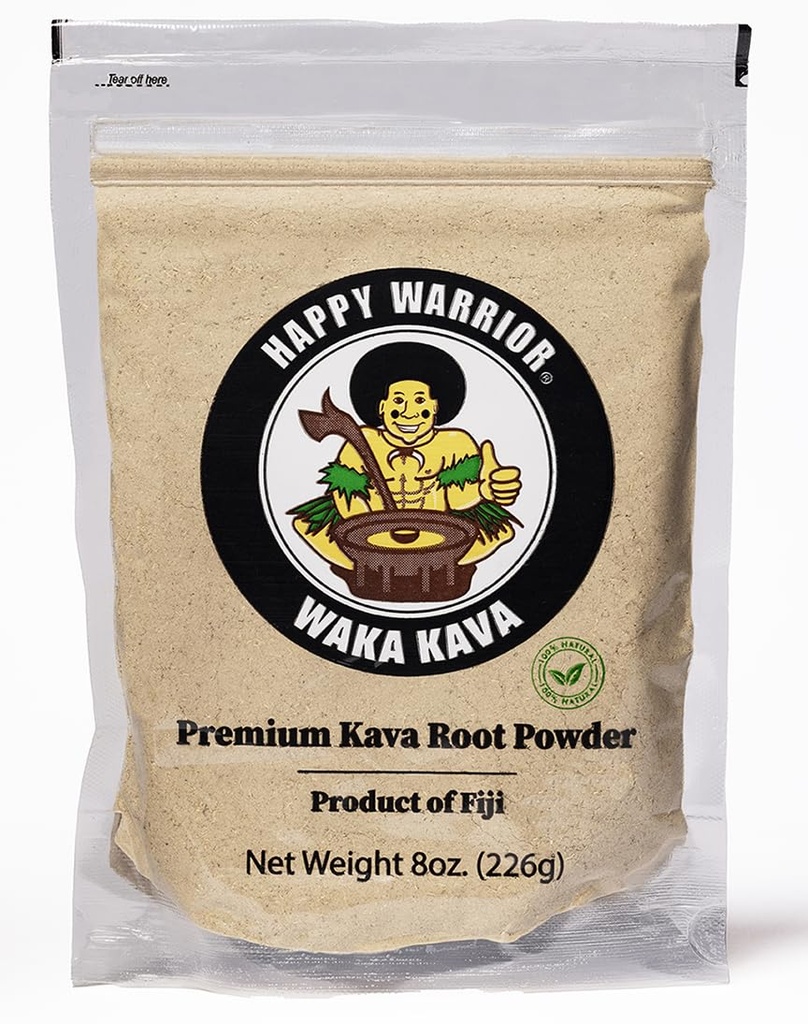 Happy Warrior Kava Powder - Premium Noble Waka Kava uit Fiji - 8 oz