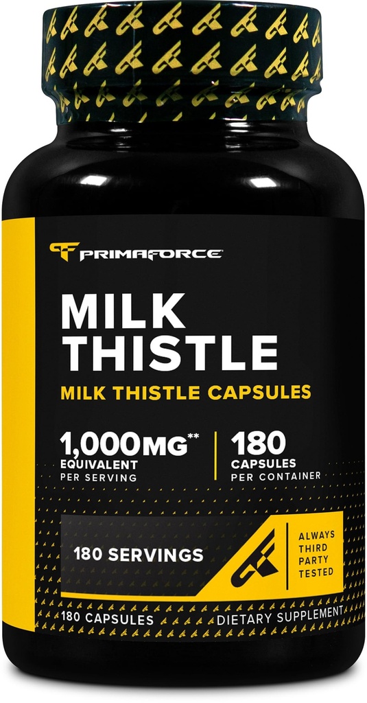 Primaforce Milk Thistle 180 Capsules 1000mg Equivalent - Glutenvrij, Non-GMO Dieetsupplement, uit 250mg van 4:1 Extract