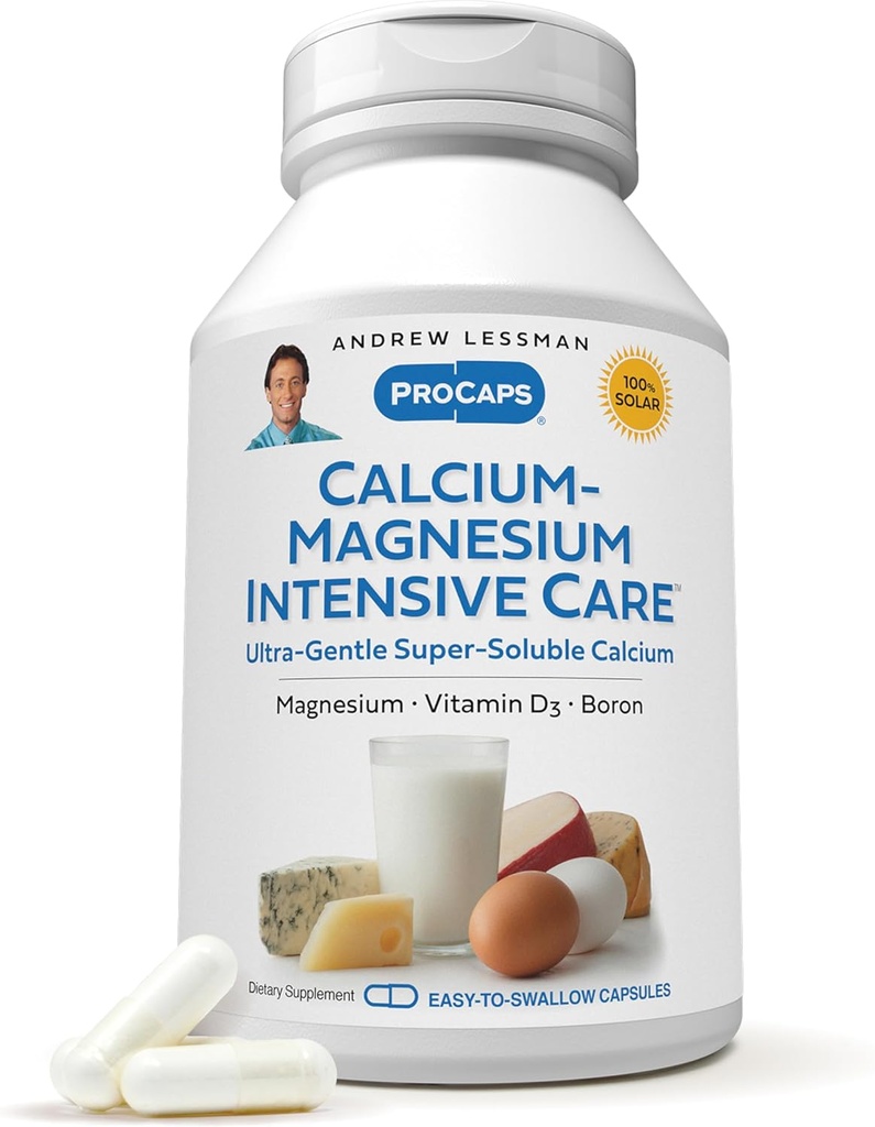 ANDREW LESSMAN Calcium Magnesium Intensive Care 1000 Capsules - Bone and Skeleton Health Essentials. Gemakkelijk te slikken Capsules, Super Oplosbaar Fijn Poeder. Voorzichtig aan zelfs de meest gevoelige maagden