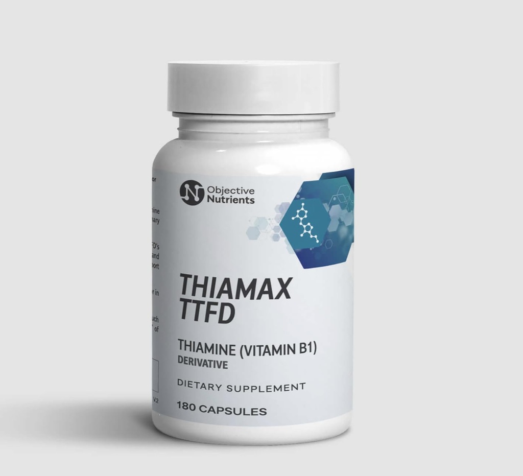 Thiamax vitamine B1 (Thiamine TTFD), de originele, geen giftige fillers, ondersteunt energie-metabolisme, hoge dosis, derde partij getest, alle actieve ingrediënten 100mg, 180 Tellen