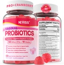 Vaginale Probiotica Gummies voor Vrouwen PH Balance, Odor Control met Prebiotica, Cranberry, D-Mannose, bevordert Vrouwelijke Gezonde Vaginale Flora, Urinaire Tract, Gist, Digestieve Ondersteuning, Suikervrij,120Ct