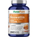 NusaPure Boswellia Serrata 10 000 mg Par Veggie Caps 200 Comte (Ext. 20:1, Non-OGM, Vegan, Bioperine) Herbe ayurvédique: Oliban indien, Francencens