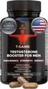 Booster anabolique et constructeur de muscles, supplément de testostérone T-GAINS pour les hommes, booster de test TRT et bloqueur d'estrogen, suppléments HGH pour les hommes - Tongkat Ali Fadogia Agresti pour la croissance musculaire, 120 capsules