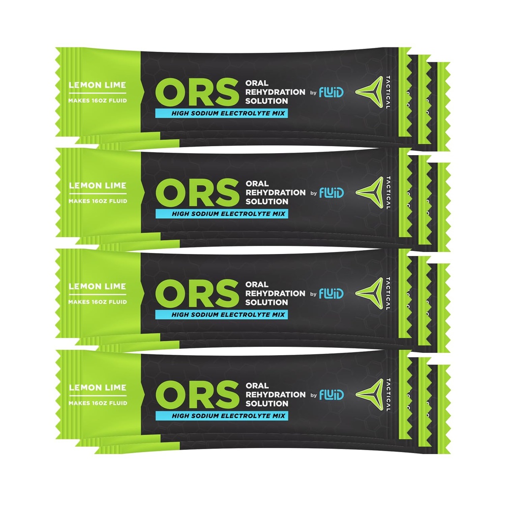 Fluid Tactical - ORS (Oral Rehydration Solution), Recover Sneller, Extreme Dehydration Electrolytes, 12pack (Citroen Lime)