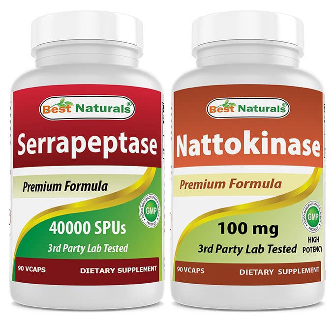 Best Naturals Serrapeptase 40000 SPU's & Nattokinase 100 Mg