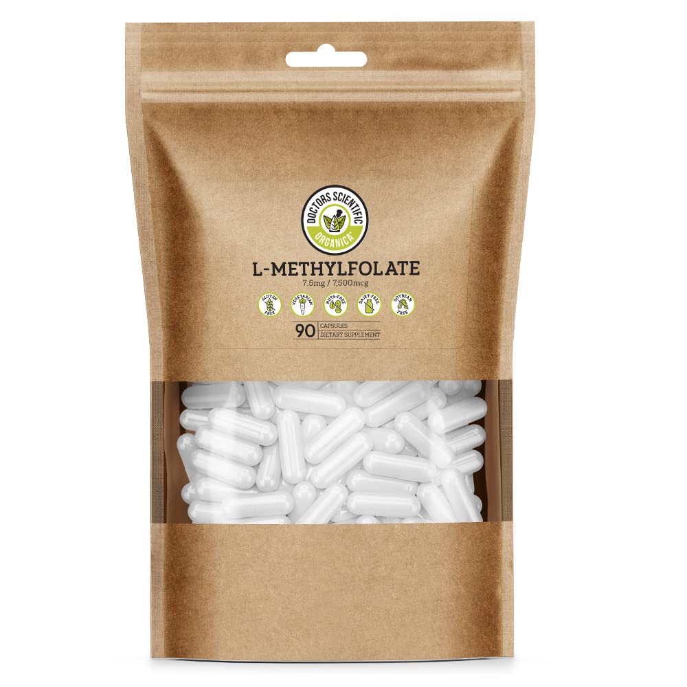 DSO L Methylfolaat 7,5 mg (5 MTHF-supplement) - 90 Vegan Capsules (7,5 mg) - Active L Methylfolaatsupplement voor homocysteïnebestrijding - Foliumzuurvitamine - Ecovriendelijke verpakking