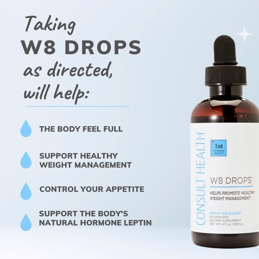 Raadpleeg Health W8 Drops - Doctor Formuled Liquid Weight Loss Supplement met DygloFit- Ondersteunt eetlust controle, Metabolisme en hormoonbalans - natuurlijke antioxidant bescherming-2 Droppers tweemaal daags