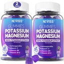 Gommies de magnésium de potassium - Supplément de potassium avec/Ashwagandha 200mg, Glycinate de magnésium,B6,B12,Citrate de P-otassium pour les crampes de jambes, Muscle,Electroyte pour adultes Enfants,Sans sucre, 2 Pack