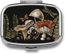 Metal 2 Compartiment Pill Organizer Travel Friendly Portable Compact Pill Box Cute Pill Case pour tenir les vitamines, huile de poisson, suppléments, médicaments, tablette pour la purée, poche. (Plante)