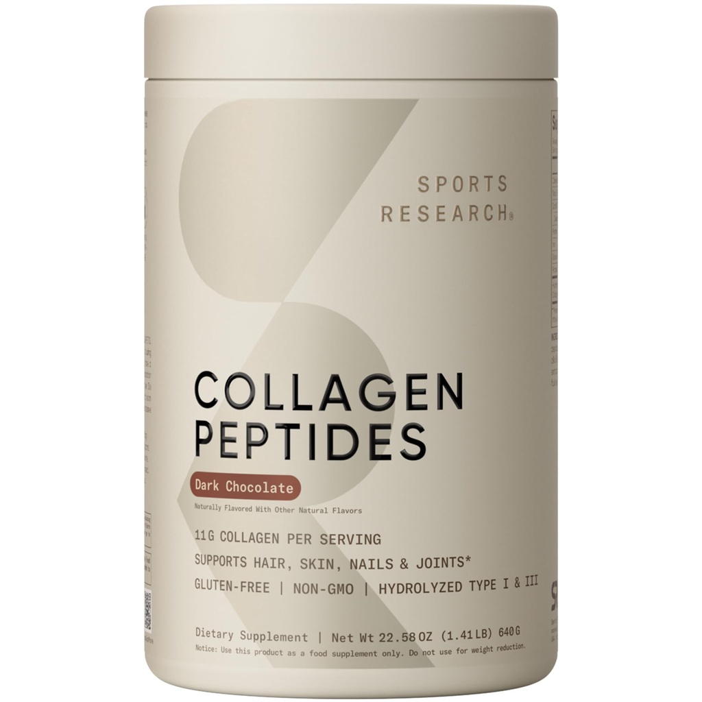 Recherche sportive Peptides de collagène - Supplément en poudre de collagène de type 1 et 3 hydrolysé pour peau, ongles et articulations saines - Mélange facile d'éléments nutritifs et de protéines vitales, collagène pour les femmes et les hommes