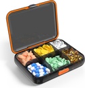 Grote reis pil Organisator Draagbare Dispenser Vochtbestendig pil geval voor vitamines Medicijnen Visolie Supplementen 6 Compartiment pil Box Removable Dividers (Zwart)
