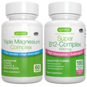 Triple Magnesium Complex + Super B12-Complex Energy Bundle, High Absorptie Chelated Glycinate, Taurate & Citrate Magnesium + High Absorptie Sublingual B12, Vegan, door Igennus
