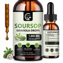 (2 Pack) Soursop Graviola Liquid Drops 1800mg, 98% Absorptie Soursop Bitters Liquid for Cell Support & Regeneratie, Immune Boost, Relax, Lever en Slaap, Kruidengoed, Glutenvrij, 1 Fl Oz