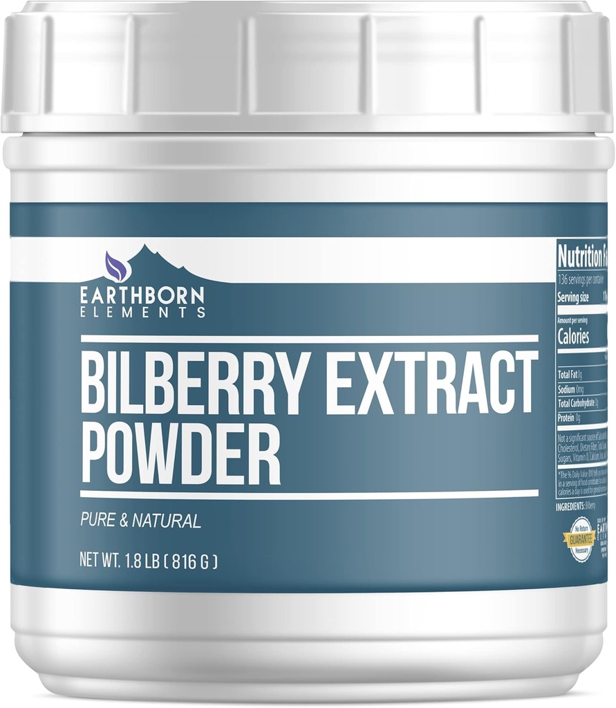 Earthborn Elements Bilberry Extract Poeder 1,8 lb, Pure & Natural, Smoothies & Shakes