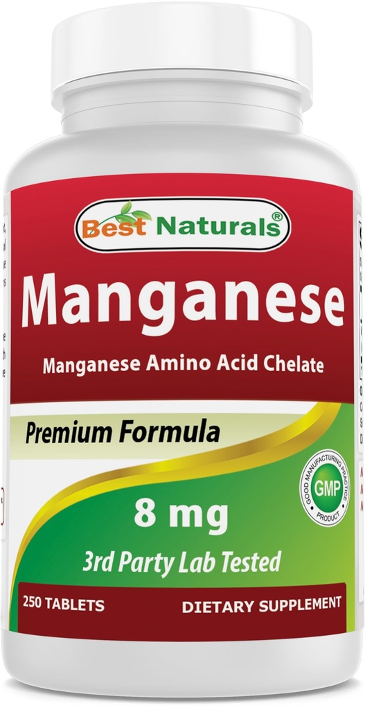 Best Naturals Mangaan (Manganese Aminozuurchelaat) 8 mg-250 tabletten