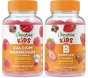 Levensvatbare Calcium Magnesium Kids + B Complex Kids, Gummies Bundle - Grote Proeverij, Vitamine Supplement, Glutenvrij, GGO-vrij, Kauwgom