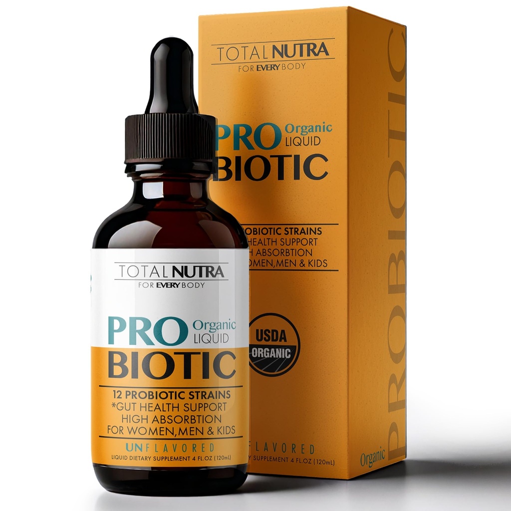 Liquid Probiotic for Women, Men, Kids, Peuter Probiotic: USDA Biologische Probiotica, Vegan Probiotic Liquid & Alfalfa Blend + Acidophilus for Gut Health, Dairy Gluten Sugar Free, Non-GMO Oral Probiotics